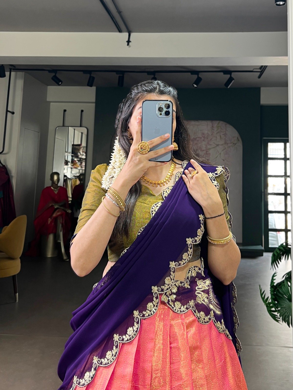 celebrate your special moments in a kanchipuram silk lehenga, woven with stunning zari details that add a royal touch to your look. celebrate your special moments in a kanchipuram silk lehenga, woven with stunning zari details that add a royal touch to your look.