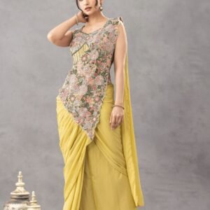 drape saree we are launching new superhit trending ready to wear saree with embroidered stylist blouse on chinon fabric