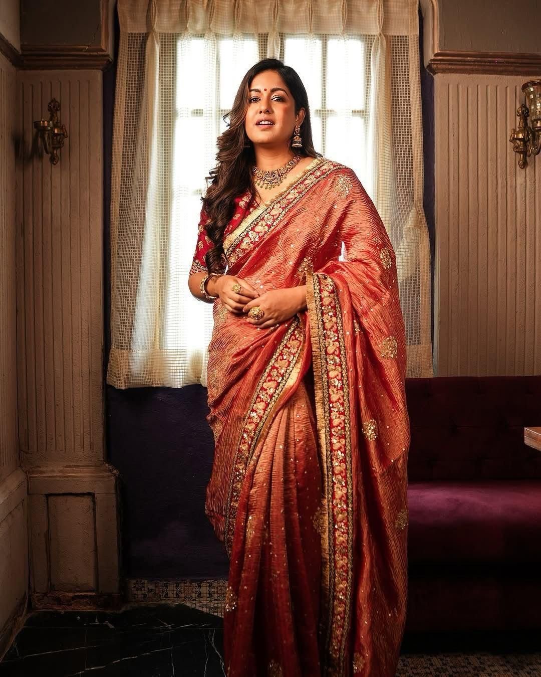 saree : heavy soft banarasi crush fabric on beautiful embroidery sequence and coding work with reday lace and work on saree saree : heavy soft banarasi crush fabric on beautiful embroidery sequence and coding work with reday lace and work on saree