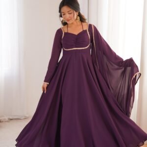 new georgette anarkali gown duppta full set ready to wear