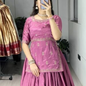 beautiful chinon embroidered top with flairy lehenga to present most gorgeous you, explore our unique designer wardrobe for wedding, party or events