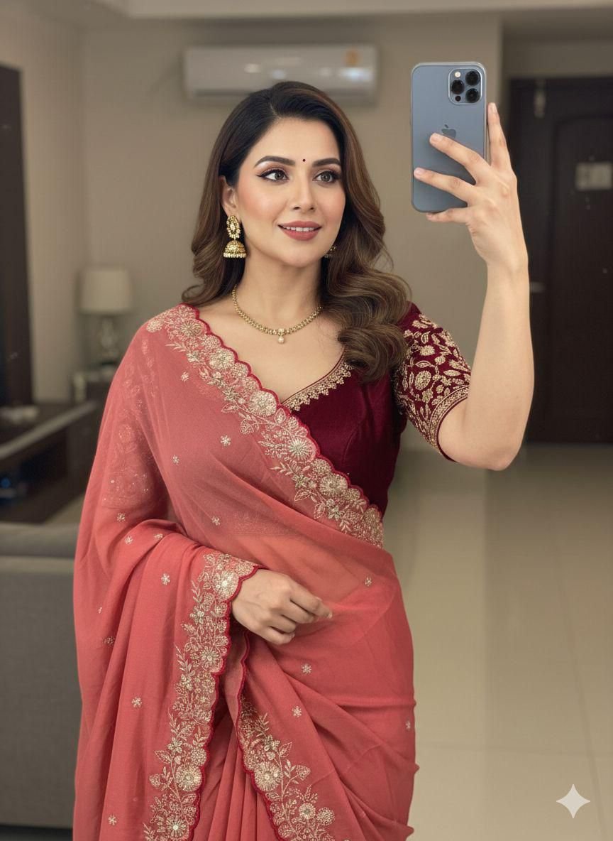 saree: pure star georgette sequence work saree with amazing 3 mm c pallu sequence work with cut work border saree: pure star georgette sequence work saree with amazing 3 mm c pallu sequence work with cut work border