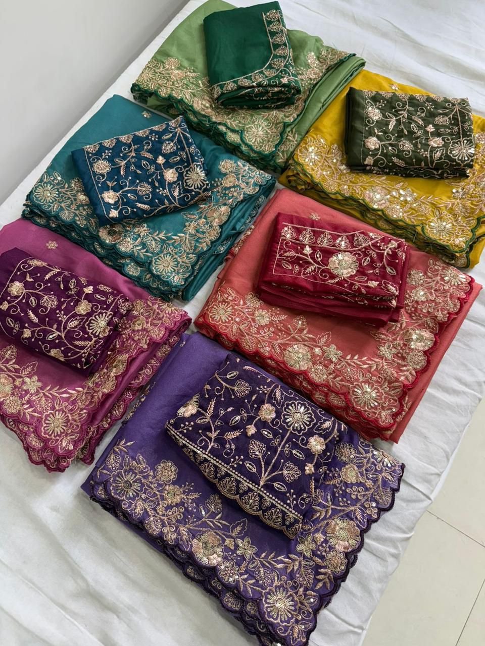 saree: pure star georgette sequence work saree with amazing 3 mm c pallu sequence work with cut work border saree: pure star georgette sequence work saree with amazing 3 mm c pallu sequence work with cut work border