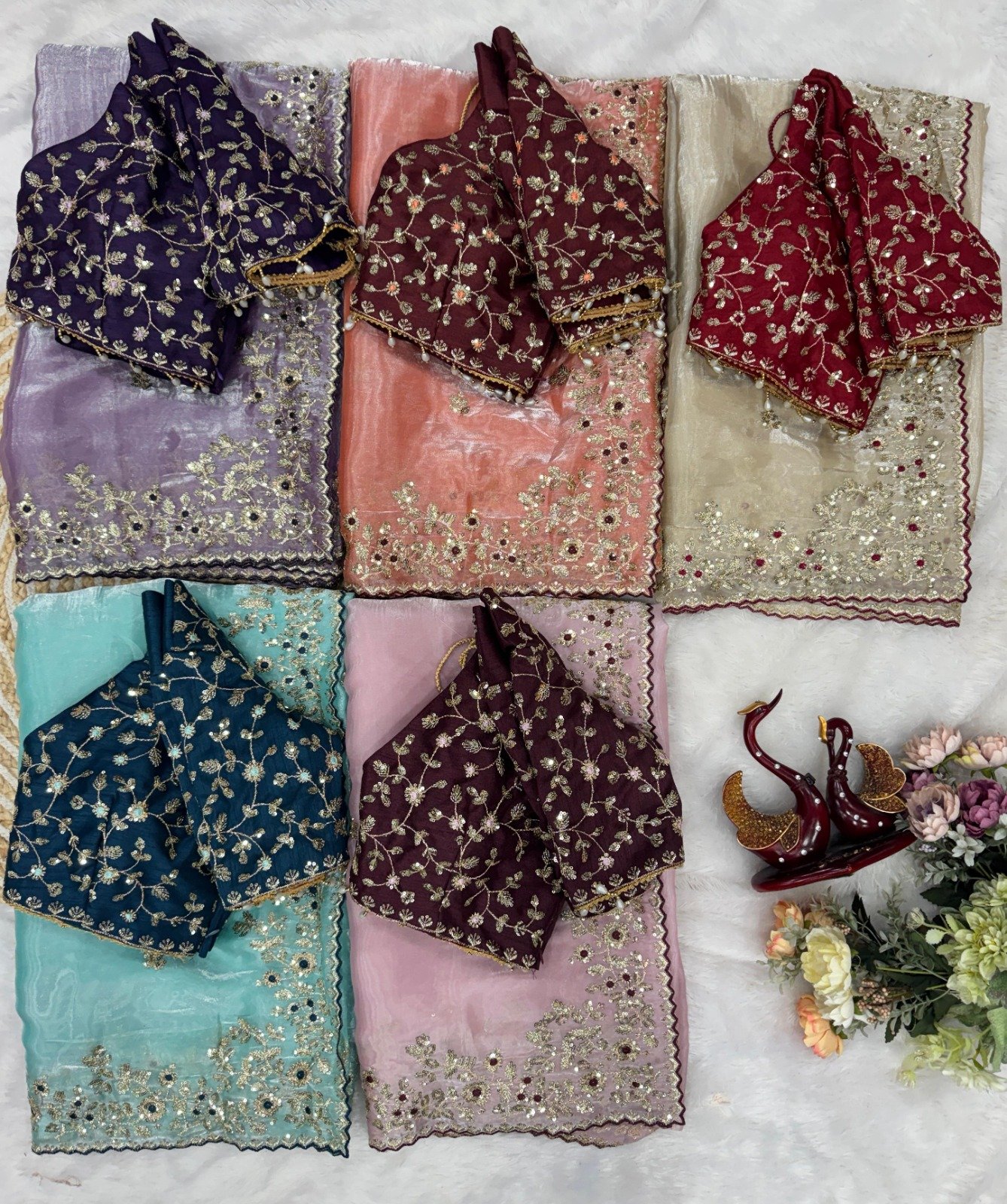 aree:- Pure Fandy Satin sarees with amazing 3 mm C Pallu sequence work with Cut work border