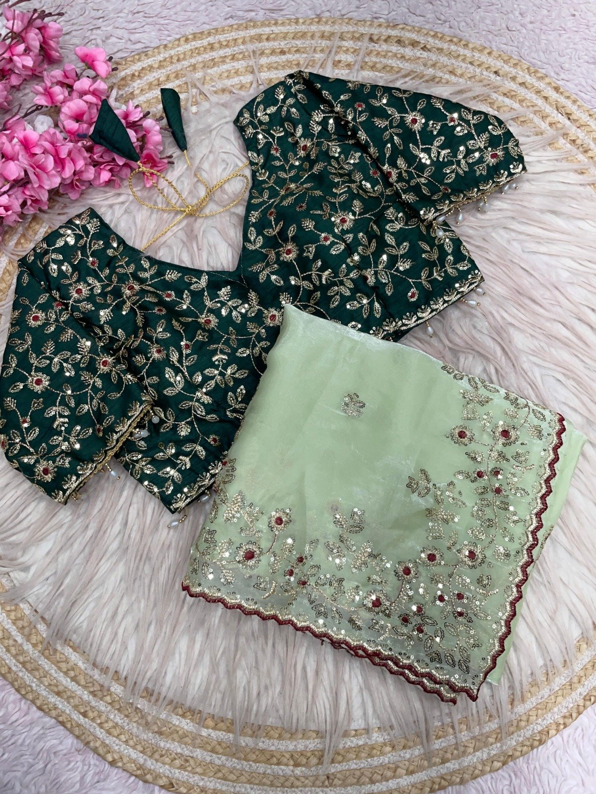 aree: pure fandy satin sarees with amazing 3 mm c pallu sequence work with cut work border aree: pure fandy satin sarees with amazing 3 mm c pallu sequence work with cut work border