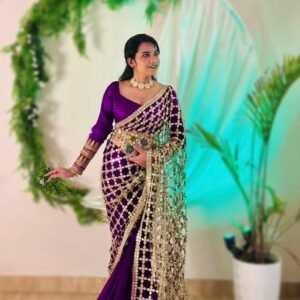 aree: pure soft fandy sattin silk with real mirror work lace border 3.5 mtr scut and 2 mtr soft organza fabric fancy pallu saree