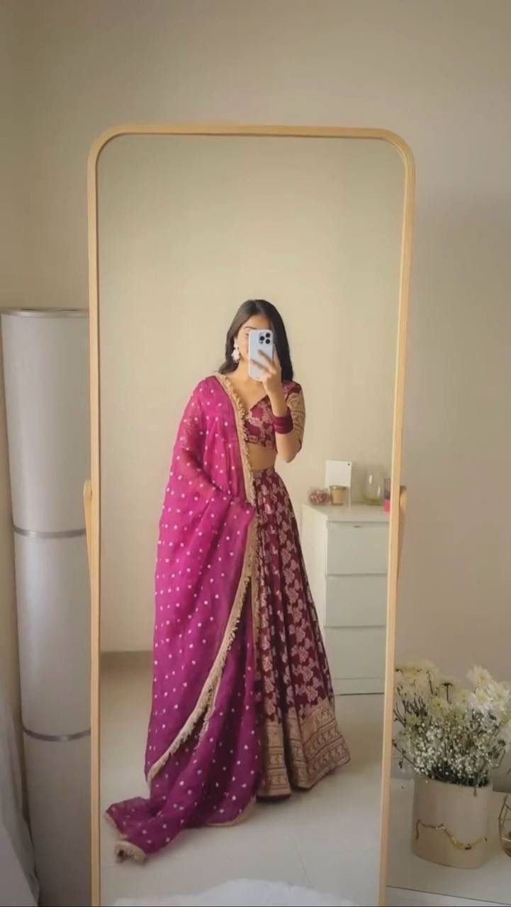 lehenga foux gorgette seuqnce with fourside fancy lace border lehenga foux gorgette seuqnce with fourside fancy lace border