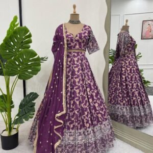 lehenga foux gorgette seuqnce with fourside fancy lace border