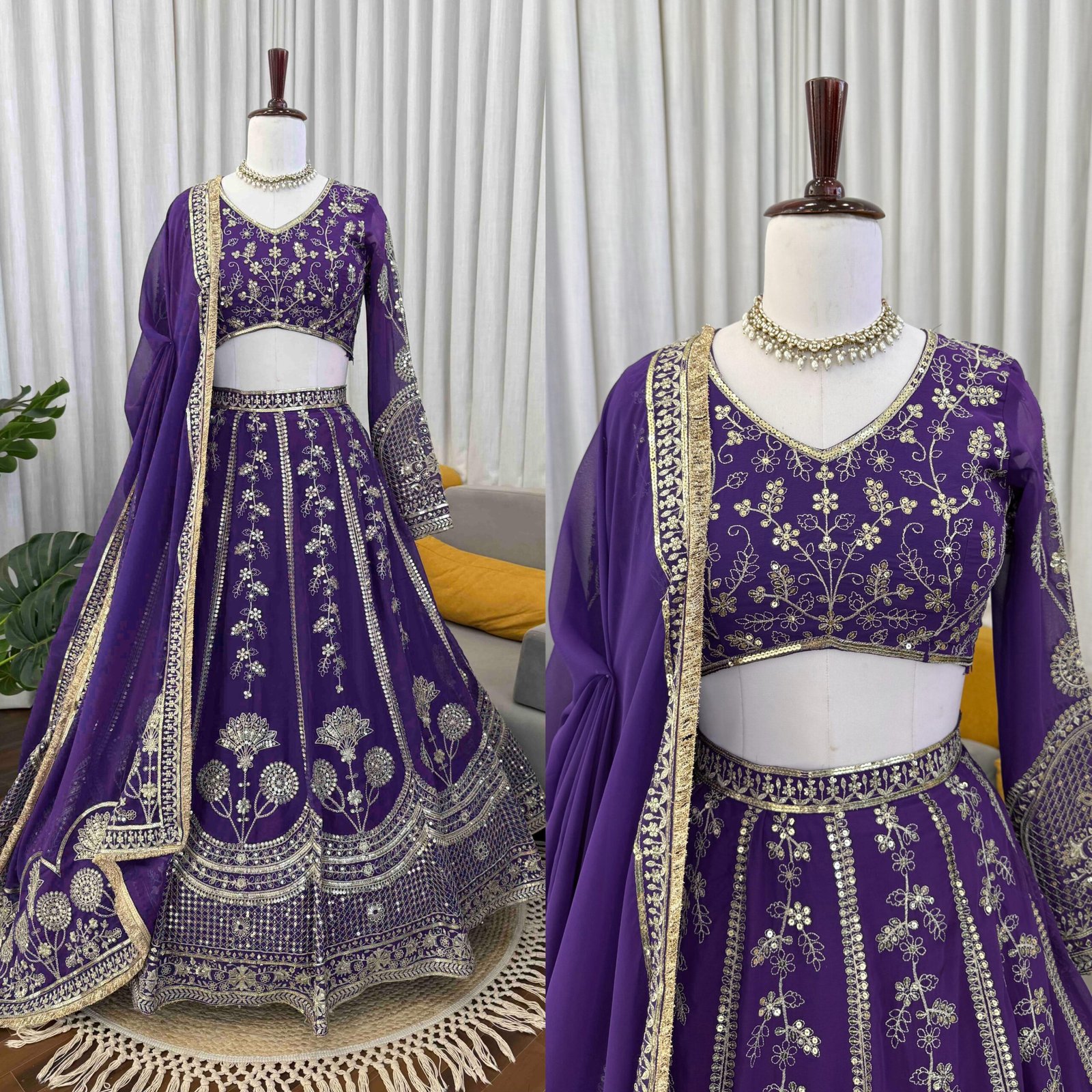 premium designer foux georgette thread with sequence lehenga premium designer foux georgette thread with sequence lehenga