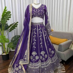 premium designer foux georgette thread with sequence lehenga