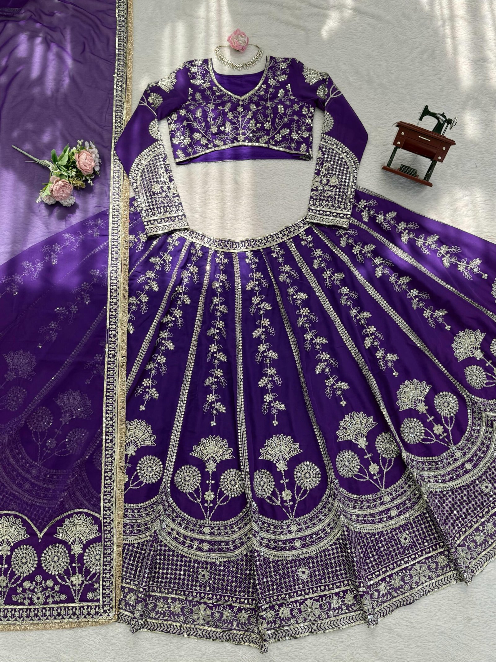 premium designer foux georgette thread with sequence lehenga premium designer foux georgette thread with sequence lehenga