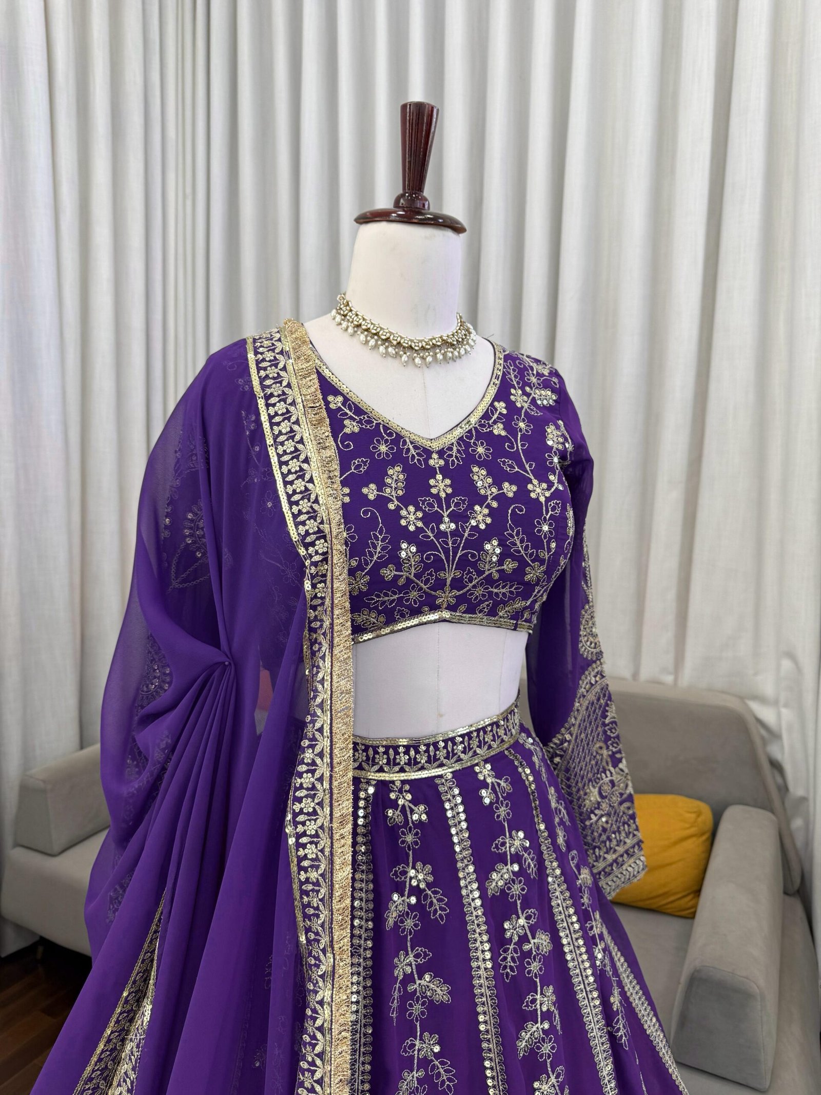 premium designer foux georgette thread with sequence lehenga premium designer foux georgette thread with sequence lehenga