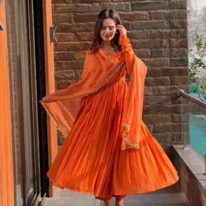 anarkali chinnon silk anarkali fully stitched