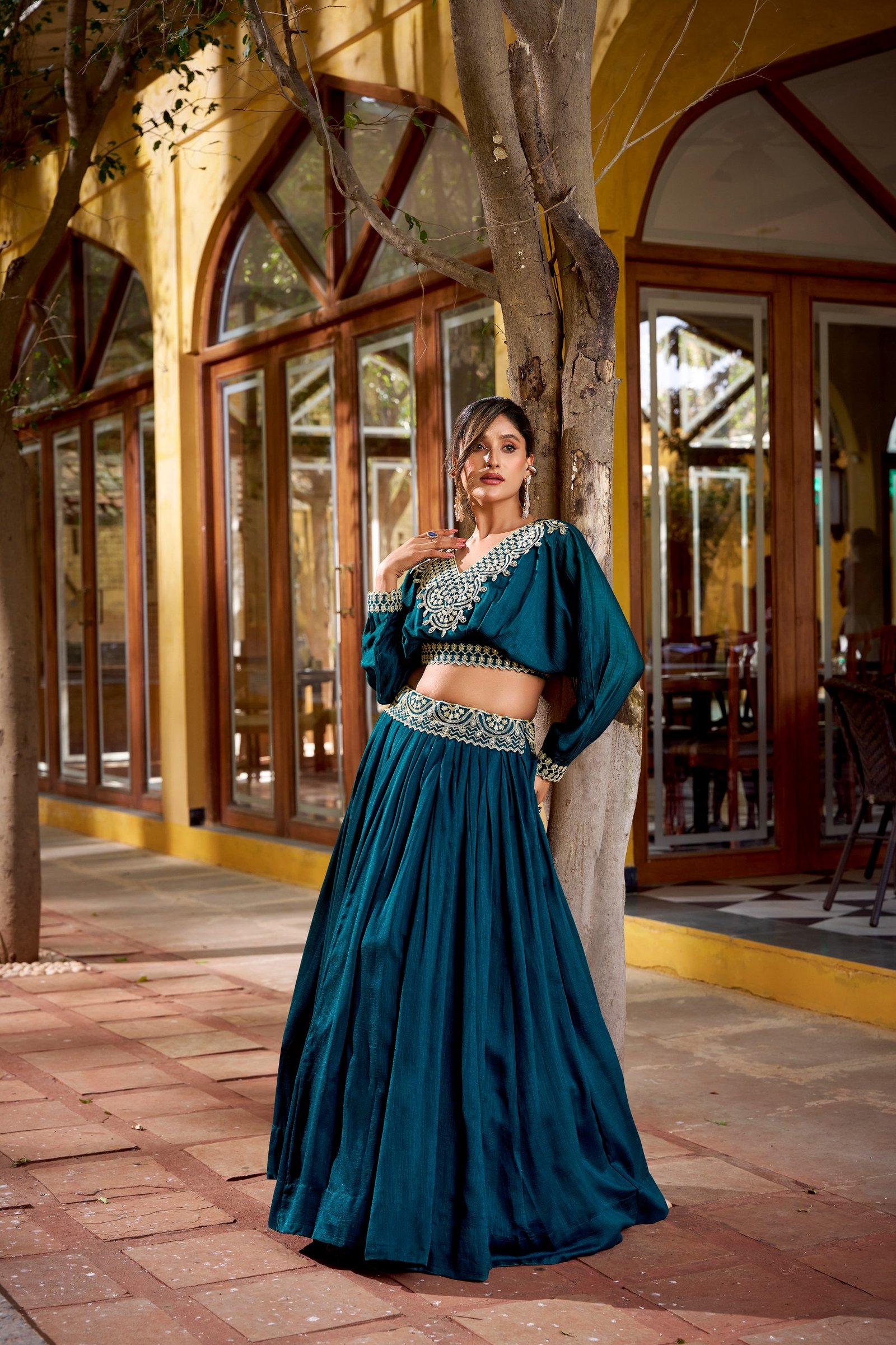vichitra silk co ord set lehenga offers a timeless ethnic look. vichitra silk co ord set lehenga offers a timeless ethnic look.