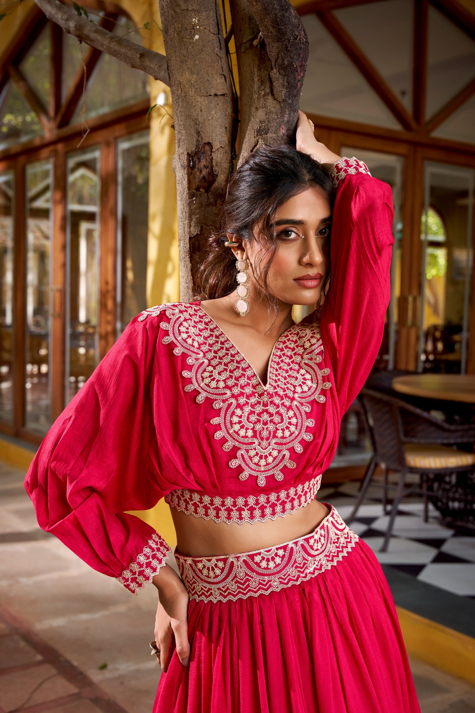 vichitra silk co ord set lehenga offers a timeless ethnic look. vichitra silk co ord set lehenga offers a timeless ethnic look.