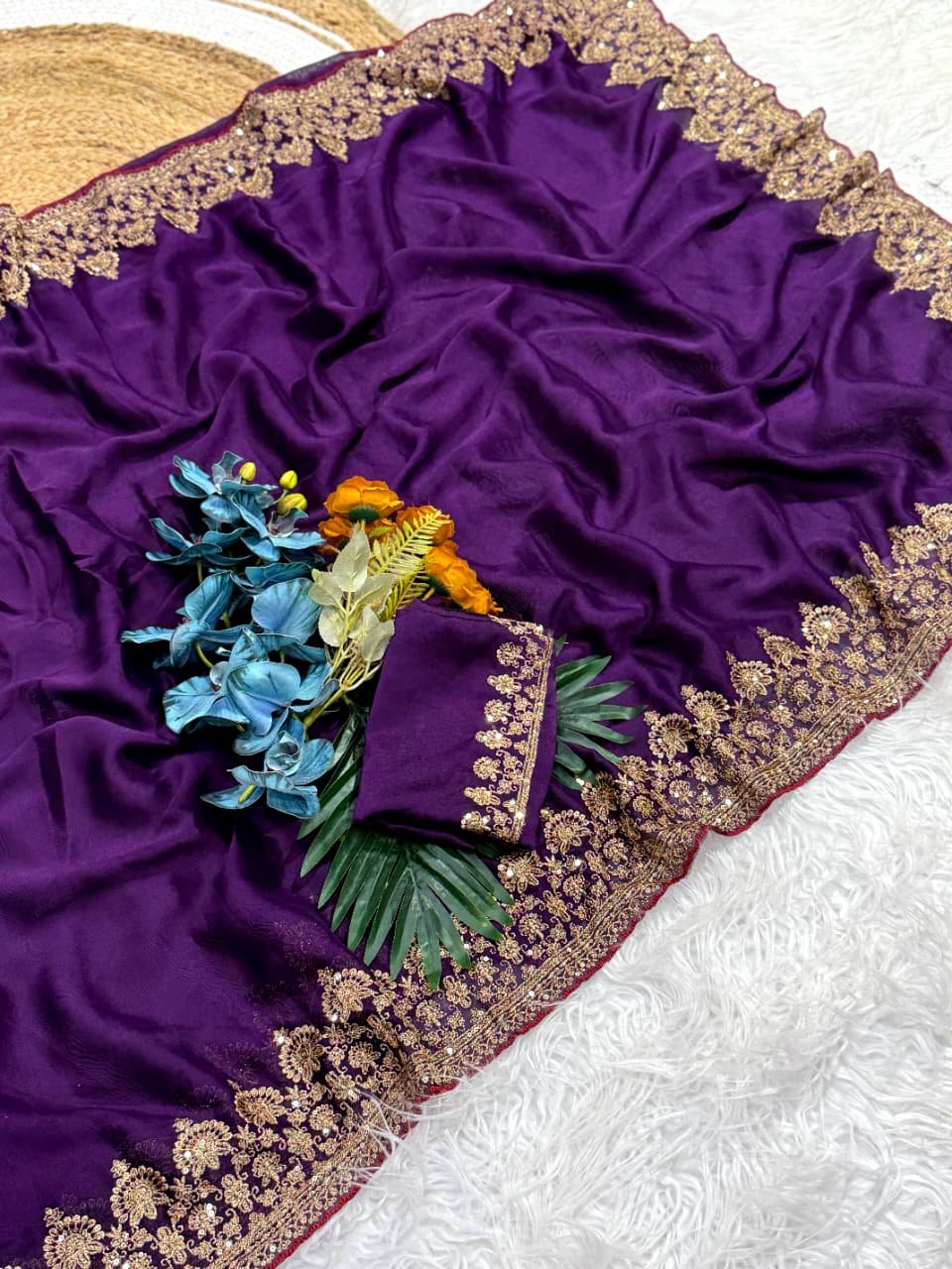 elegant soft rangoli silk saree with beautiful sequence & zari embroidery work elegant soft rangoli silk saree with beautiful sequence & zari embroidery work