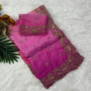 designed with jari and sequence embroidery work a stylish beautifull space silk padding saree