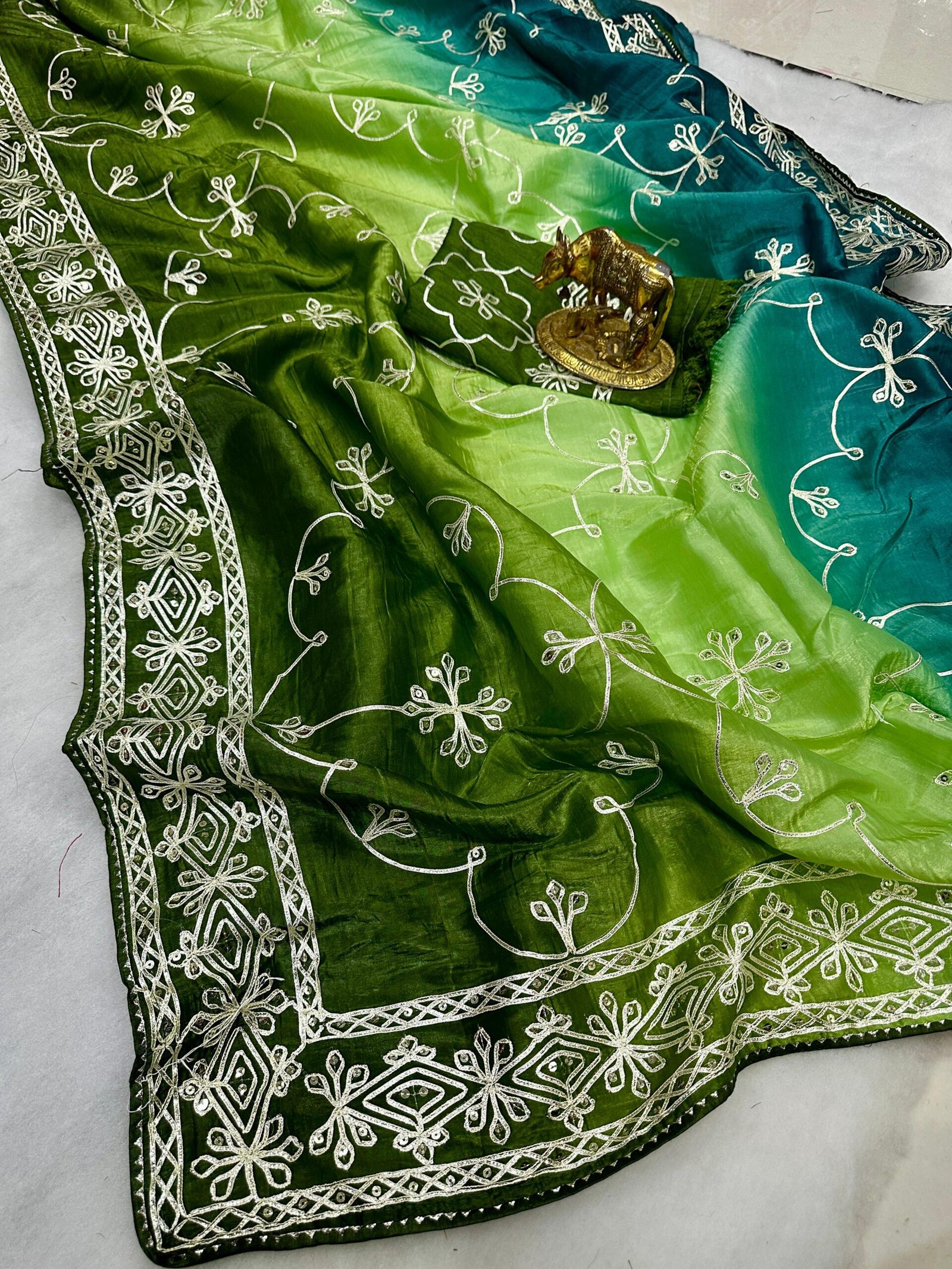 saree :~ pure gold crush silk with ribbin gota sequence work with premium special saree :~ pure gold crush silk with ribbin gota sequence work with premium special