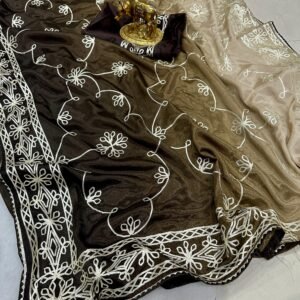 saree :~ pure gold crush silk with ribbin gota sequence work with premium special