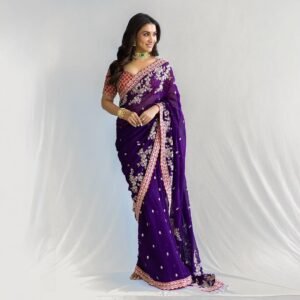 saree heavy sequence & coading lace border in saree work