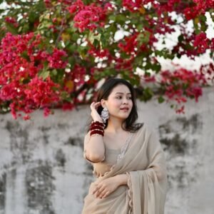 saree beautiful hand made moti lace for all ocassion