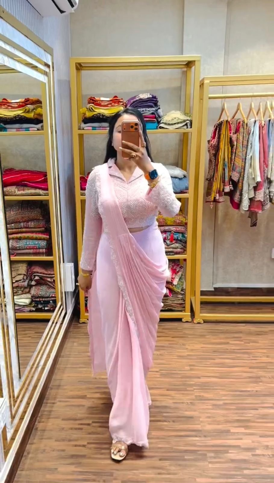 ready to wear saree with embroidered stylist blouse & on faux georgette fabric ready to wear saree with embroidered stylist blouse & on faux georgette fabric