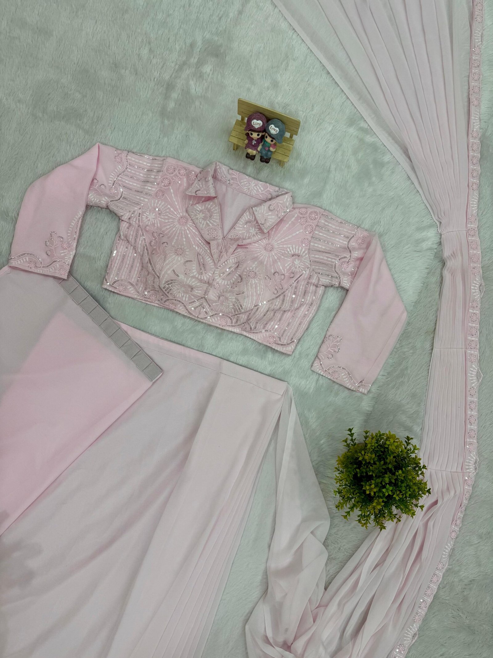 ready to wear saree with embroidered stylist blouse & on faux georgette fabric ready to wear saree with embroidered stylist blouse & on faux georgette fabric