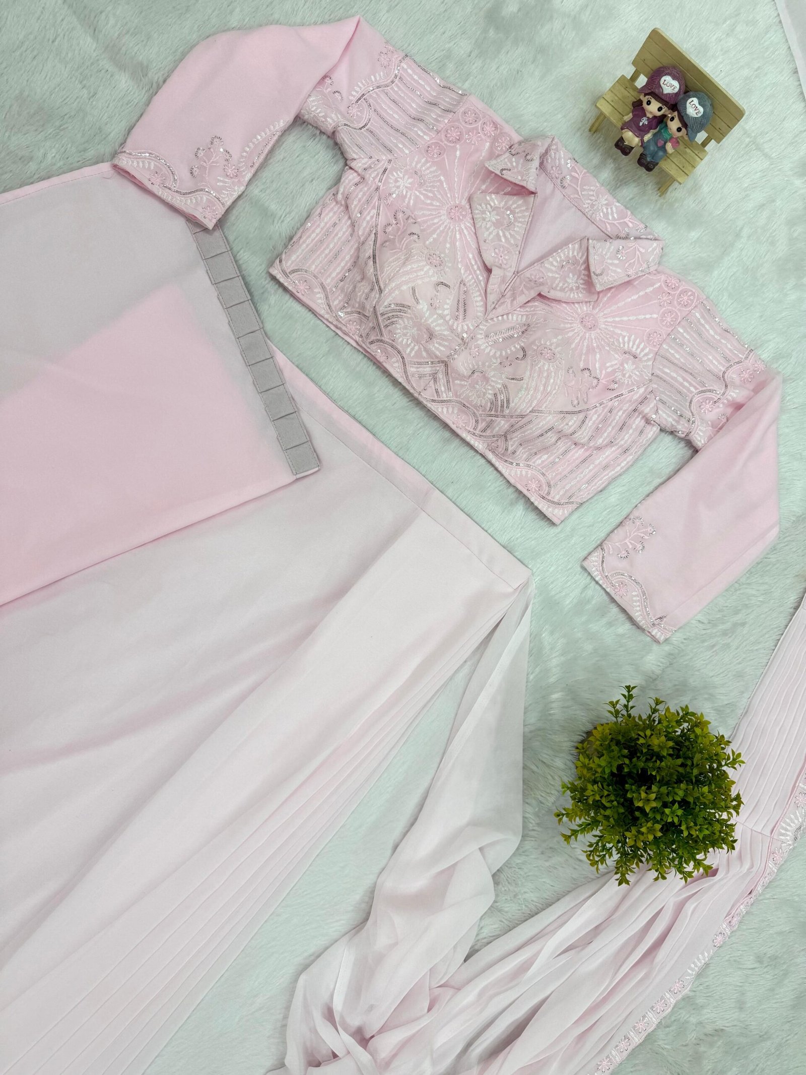 ready to wear saree with embroidered stylist blouse & on faux georgette fabric ready to wear saree with embroidered stylist blouse & on faux georgette fabric