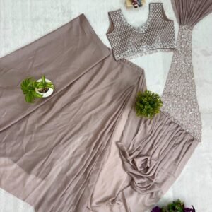 ready to wear saree with fully embroidered stylist blouse on rangoli silk fabric