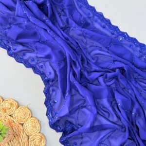 pure georgette saree with fully heavy bits sequence work all over saree and designer scalp border