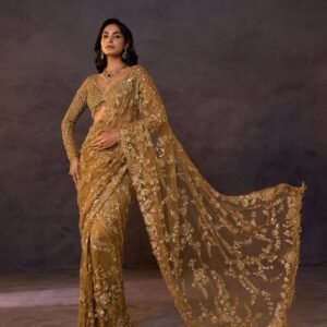 Full Saree of Heavy Quality Butterfly Net & Multy cpallu Embroidery thread work done in Saree