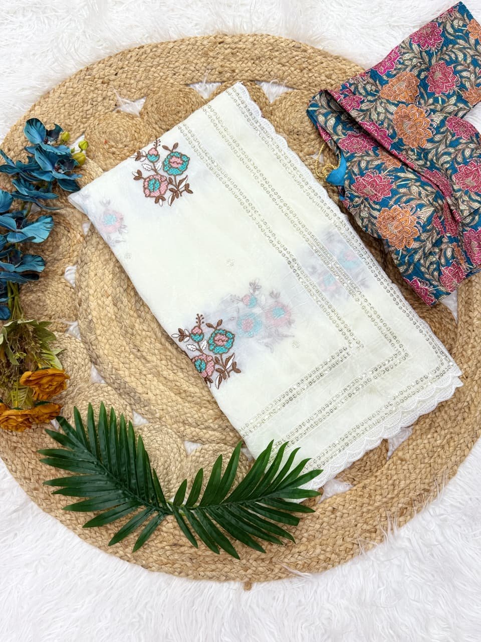 lightweight fendi chiffon saree complemented by a chinnor blouse, beautifully designed with reshma thread and jari embroidery work saree lightweight fendi chiffon saree complemented by a chinnor blouse, beautifully designed with reshma thread and jari embroidery work saree