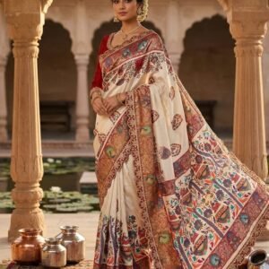 banglori silk banarasi weaving saree with elegant digital print & rich full sequence embroidery work border with royal finish.