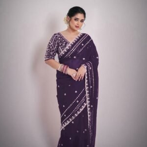 premium designer saree collection soft space silk with sequins embroidery work