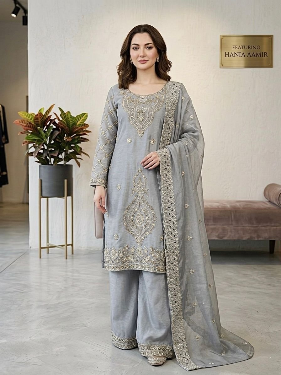 new designer party wear look top plazzo and dupatta with heavy embroidery beads work new designer party wear look top plazzo and dupatta with heavy embroidery beads work