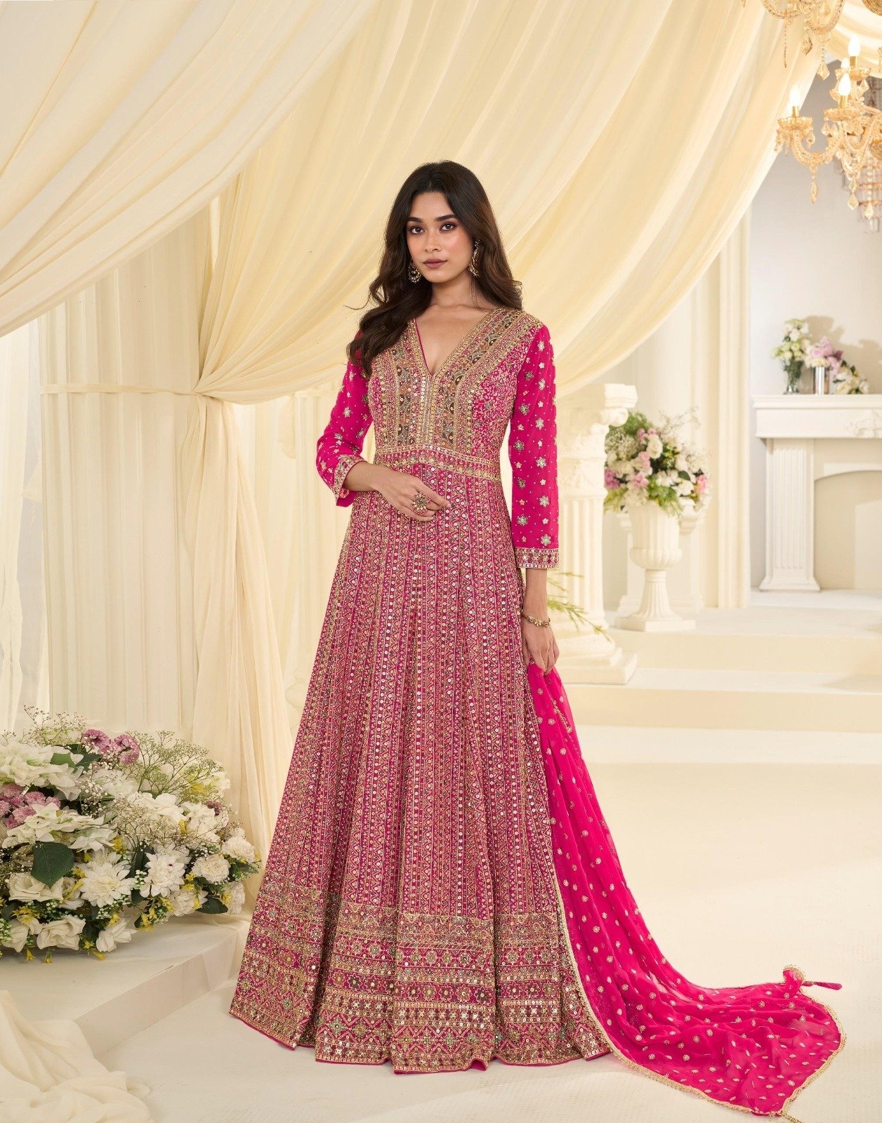 designer maharani anarkali gown heavy real georgette with embroidery sequence work designer maharani anarkali gown heavy real georgette with embroidery sequence work