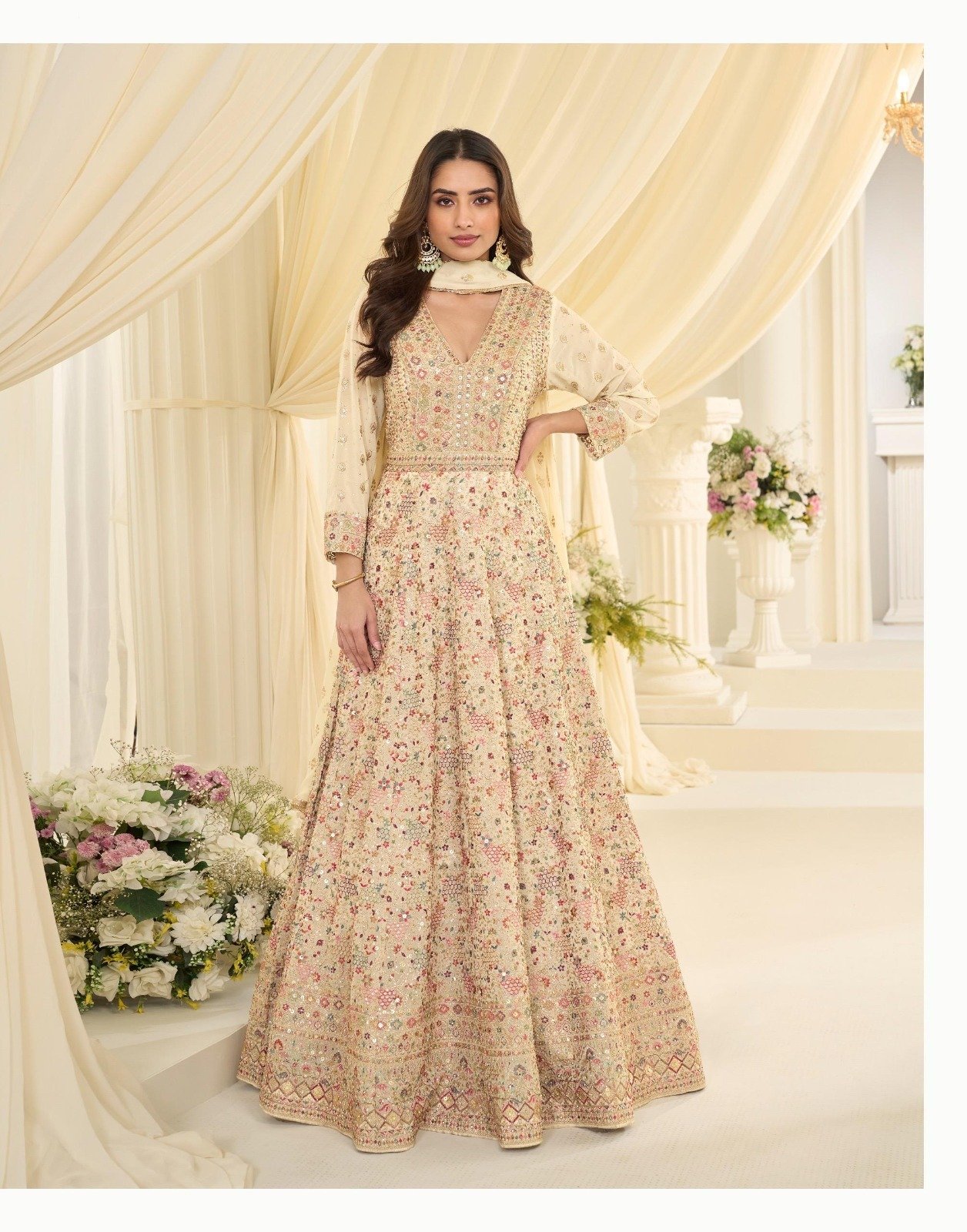 designer maharani anarkali gown heavy real georgette with embroidery sequence work designer maharani anarkali gown heavy real georgette with embroidery sequence work