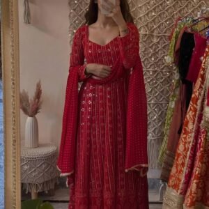 anarkali gown 3 piece suit set faux blooming with lakhani embroidered sequence work