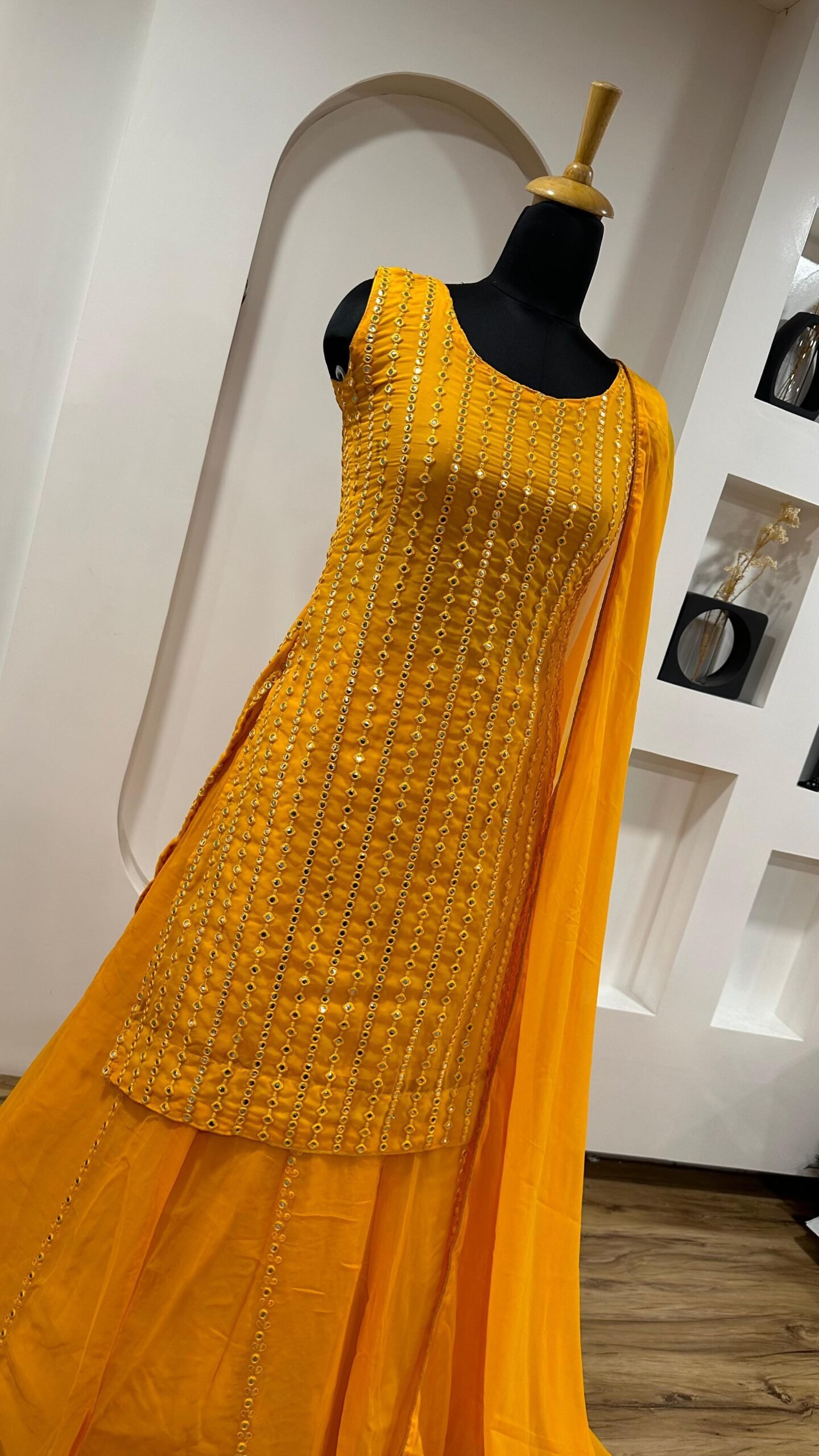 georgette lehenga with heavy pagdi work + paper mirror work georgette lehenga with heavy pagdi work + paper mirror work