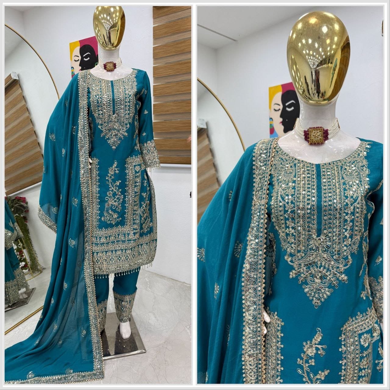 series new designer party top pent & dupatta set series new designer party top pent & dupatta set