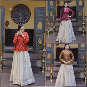 readymade crop top and skrit set
