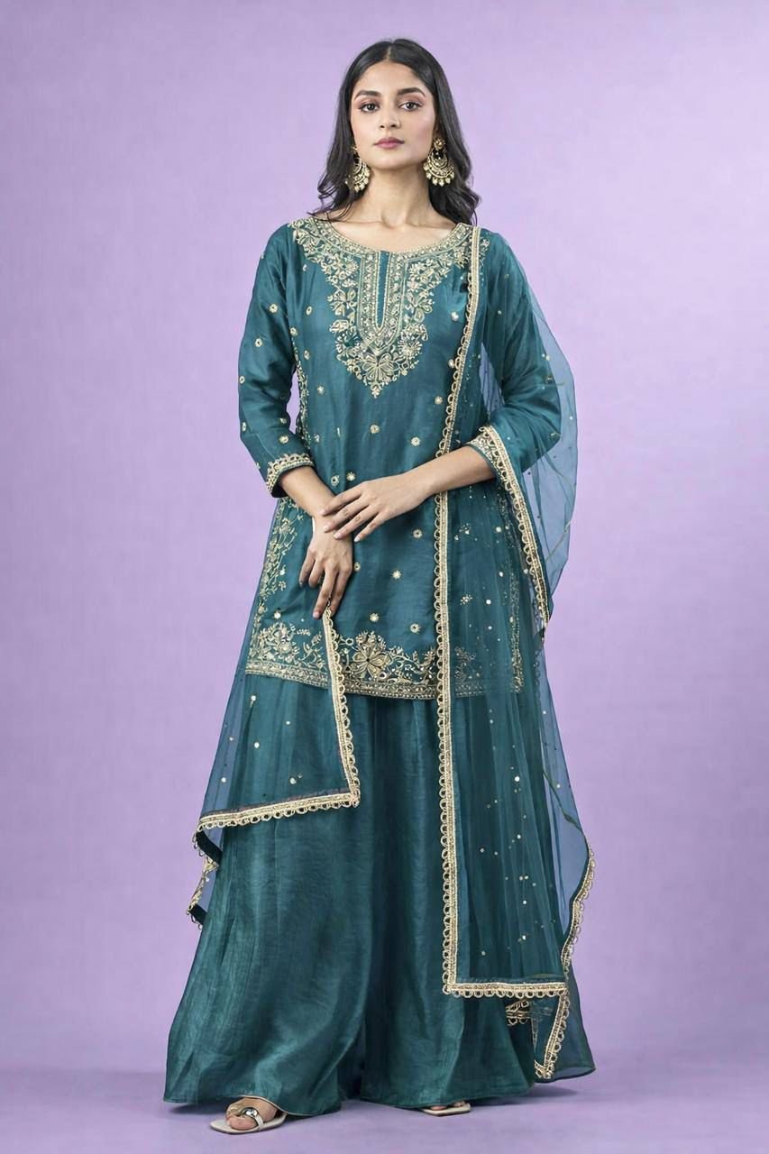 new designer party top palazzo & dupatta set new designer party top palazzo & dupatta set