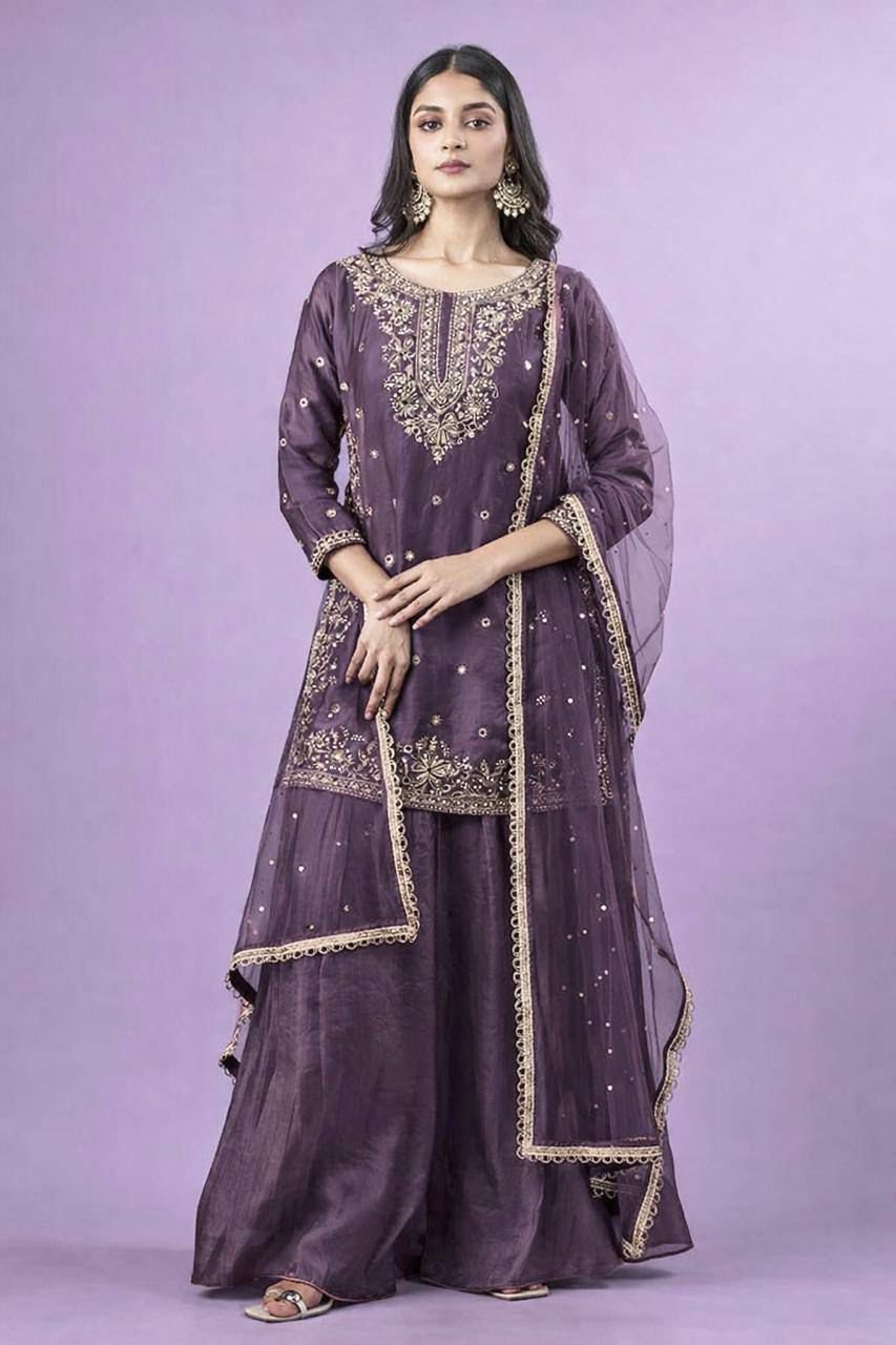 new designer party top palazzo & dupatta set new designer party top palazzo & dupatta set