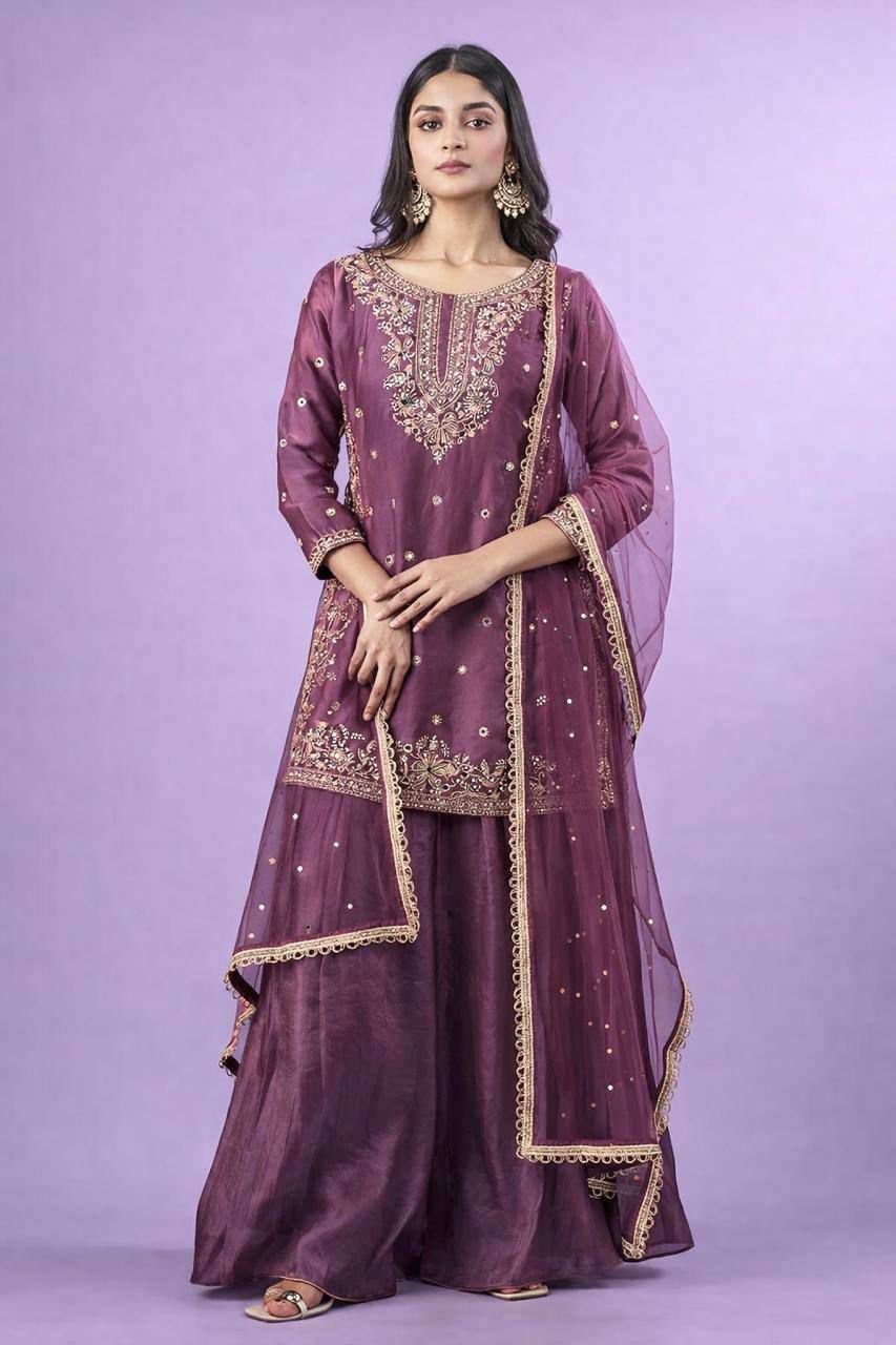 new designer party top palazzo & dupatta set new designer party top palazzo & dupatta set