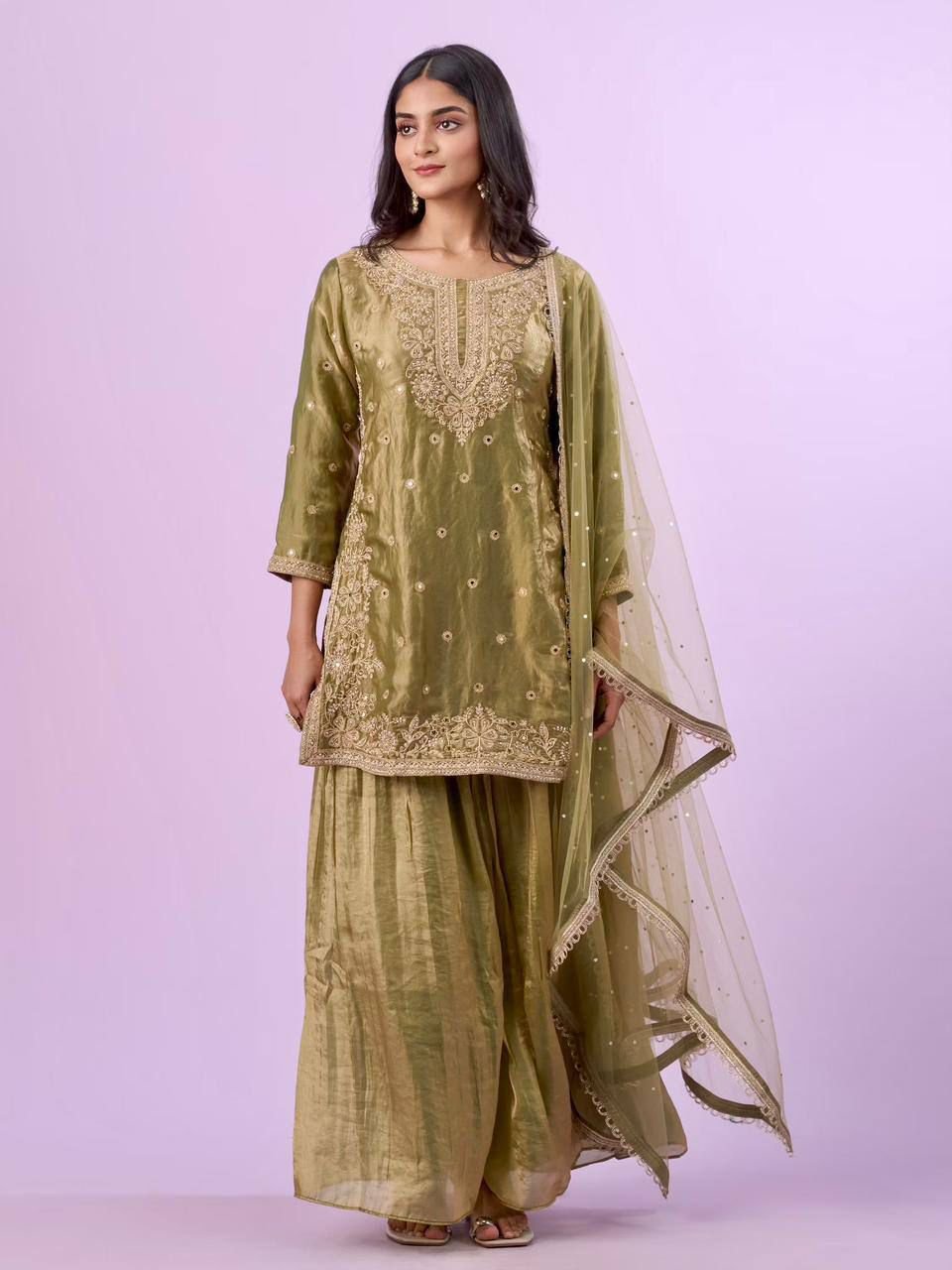 new designer party top palazzo & dupatta set new designer party top palazzo & dupatta set