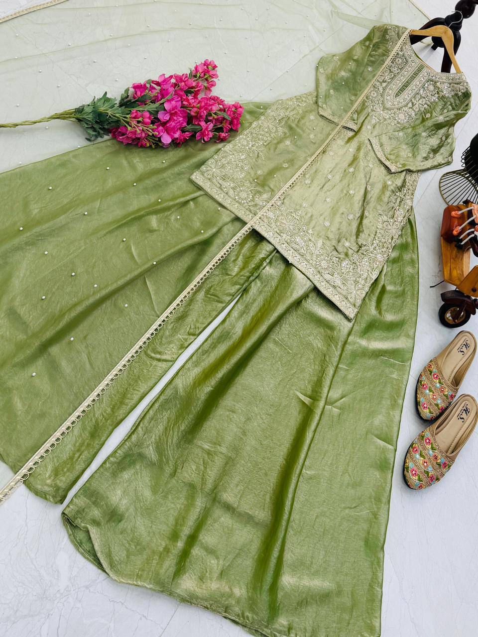 new designer party top palazzo & dupatta set new designer party top palazzo & dupatta set