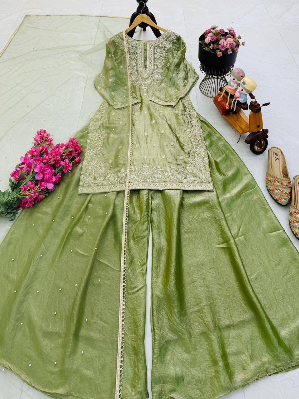 new designer party top palazzo & dupatta set new designer party top palazzo & dupatta set