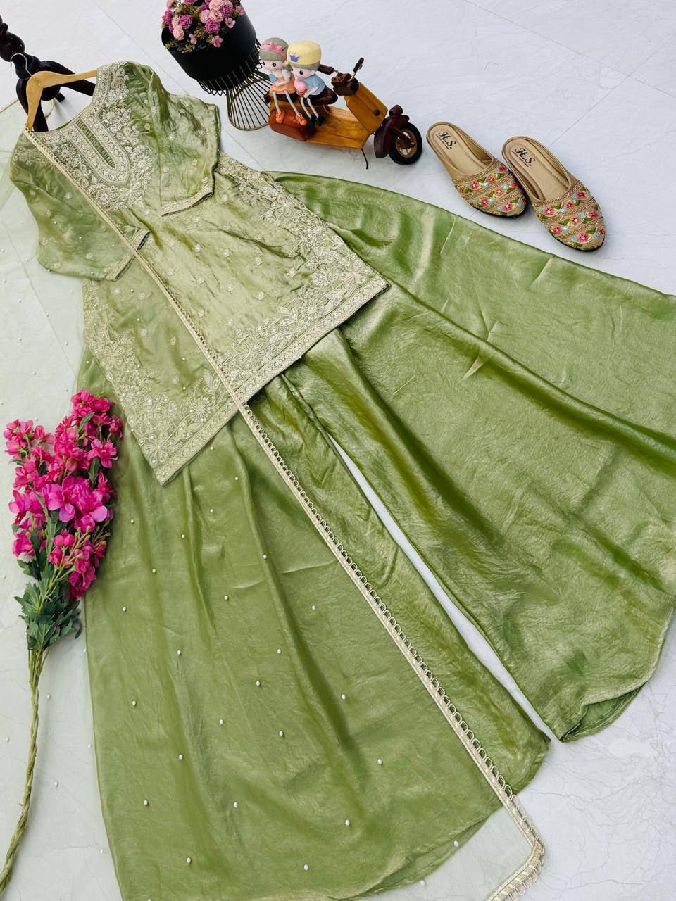 new designer party top palazzo & dupatta set new designer party top palazzo & dupatta set