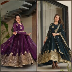 premium designer readymade gown dupatta collections