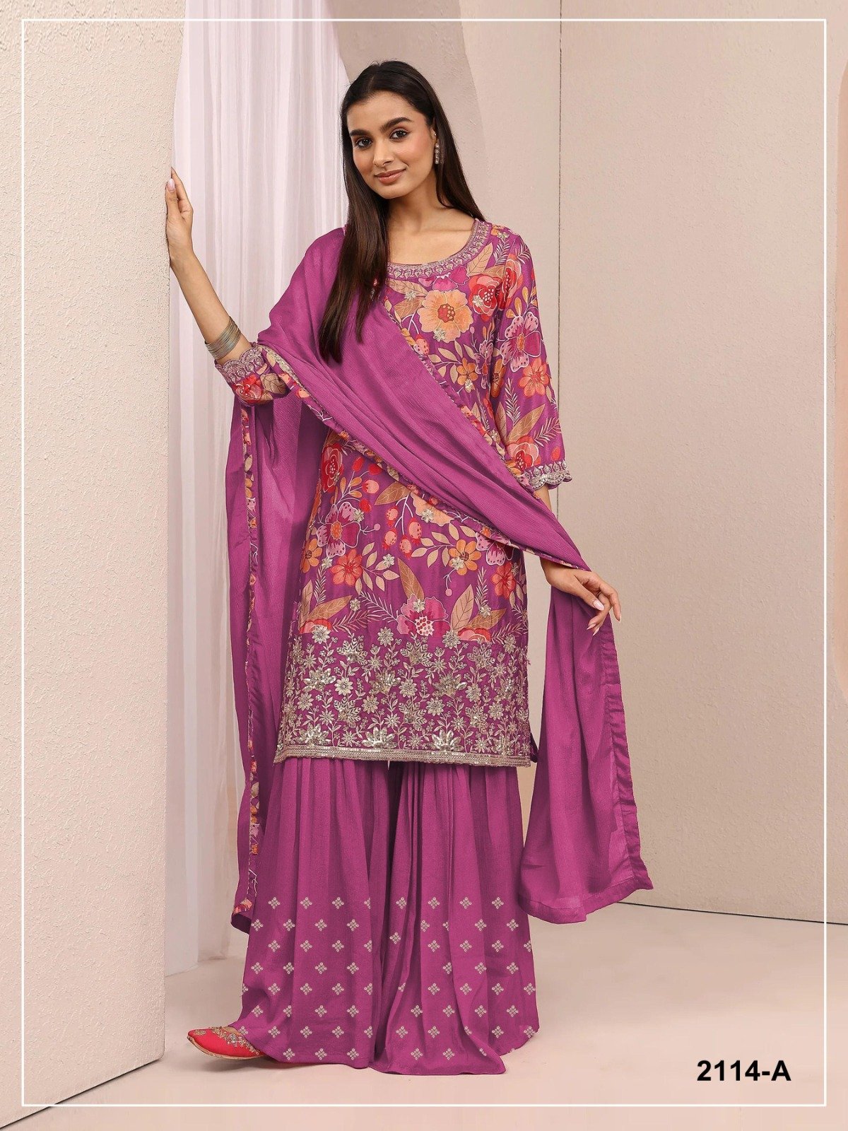 sharara suit heavy chinon with digital print & heavy embroidered sequence work sharara suit heavy chinon with digital print & heavy embroidered sequence work
